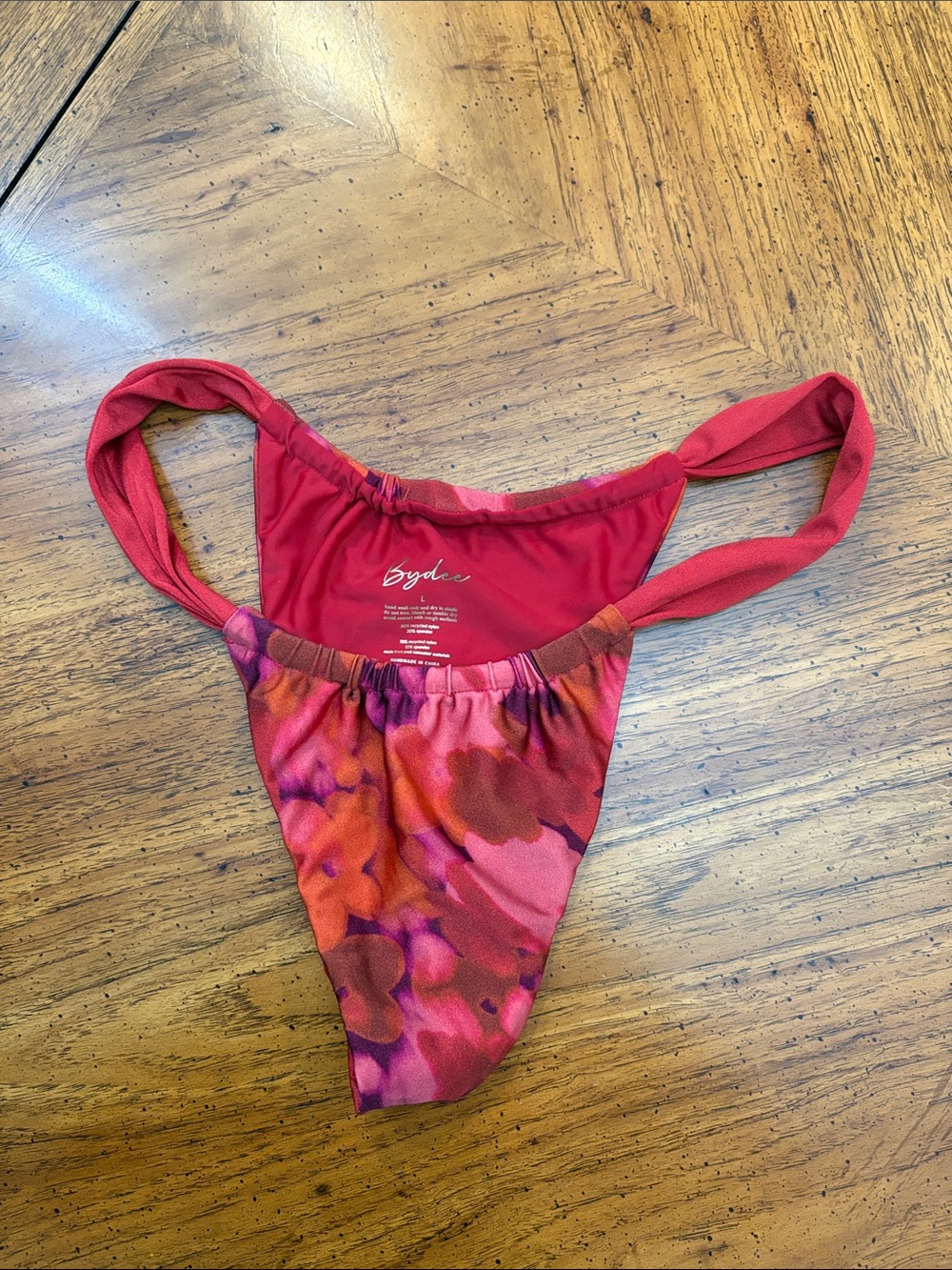 Bydee Red Floral High-Cut Bikini Bottom